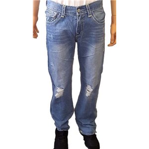 True Religion Men's Ricky Flap Pockets Distressed Straight Jeans