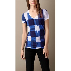 Burberry Brit Check Front  T-Shirt  -Women's