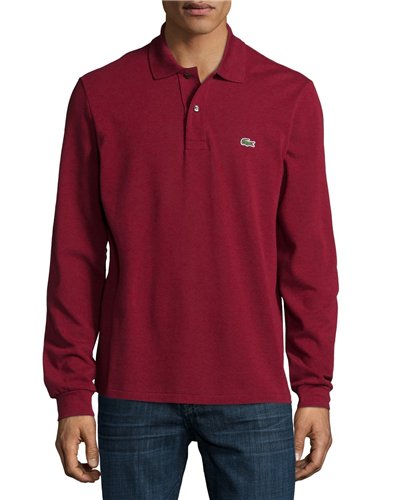 Lacoste Long Sleeve Pique Polo Shirt Burgundy