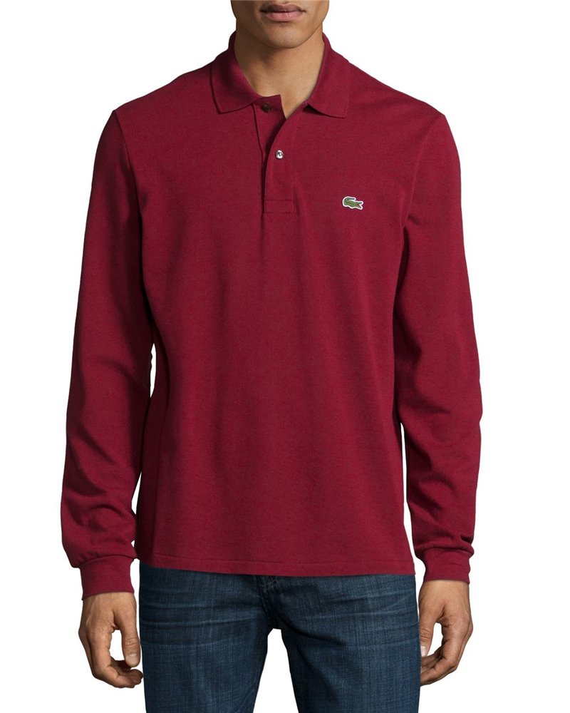 Lacoste Long Sleeve Pique Polo Shirt Burgundy