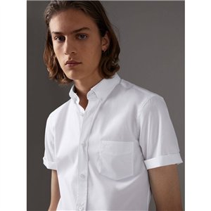Burberrymen's Short  Sleeve Check Inner Collar  White