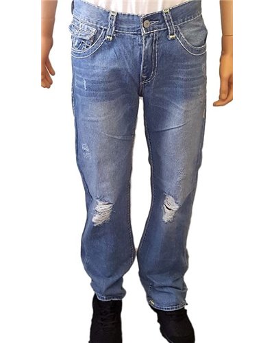 True Religion Men's Ricky Flap Pockets Distressed Straight Jeans