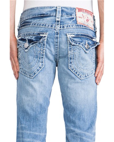 True Religion Men's Ricky Flap Pockets Distressed Straight Jeans