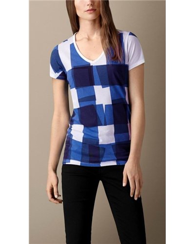 Burberry Brit Check Front  T-Shirt  -Women's