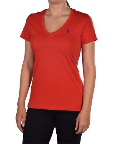 Polo Ralph Lauren Women's V Neck T Shirts  Red
