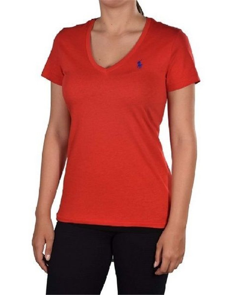 Polo Ralph Lauren Women's V Neck T Shirts  Red