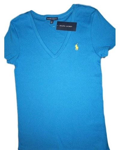 Polo Ralph Lauren Women's V Neck T Shirts Turquoise