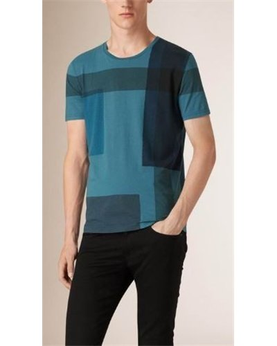 Burberry Men's Crew Neck Check Graphic Cotton T-Shirt