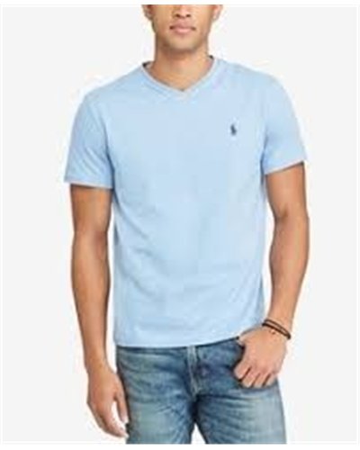 Ralph Lauren Men's  V Neck T Shirt  Kent Blue