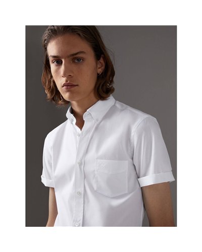 Burberrymen's Short  Sleeve Check Inner Collar  White