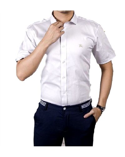 Burberrymen's Short  Sleeve Check Inner Collar  White