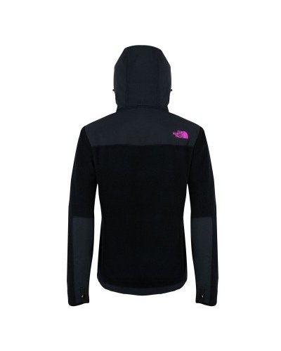 The North Face Women's Denali Hooded Fleece Jacket Black /Purple Logo