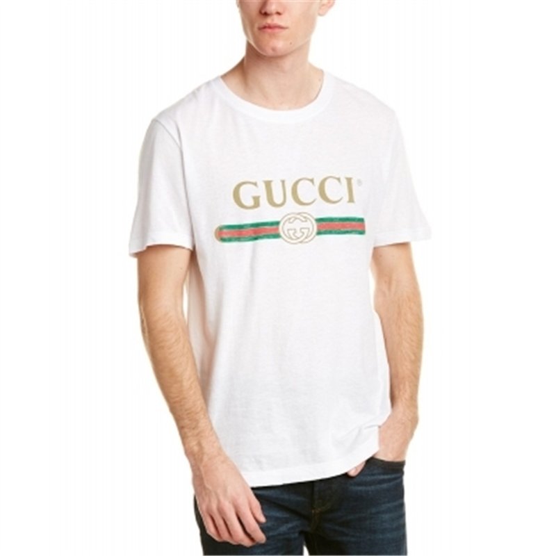 GUCCI Logo Men's Graphic T-Shirt -White