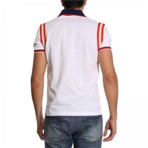 GUCCI Men's Stripe Sleeve Bee Polo Shirt  White