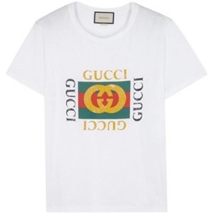GUCCI Distressed  Cotton-Jersey T-Shirt White