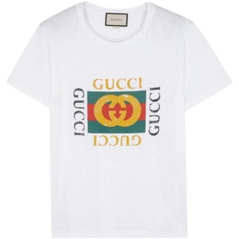 GUCCI Distressed  Cotton-Jersey T-Shirt White