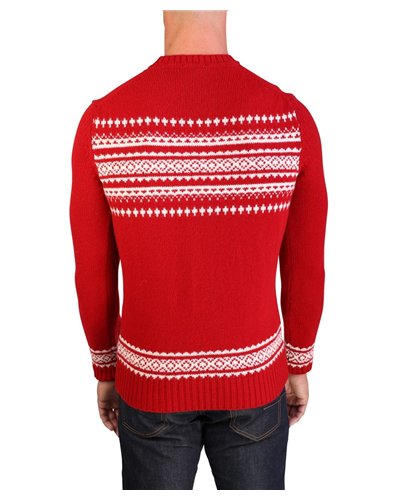 MONCLER Moncler Men's Virgin Wool Holiday Crewneck Sweater Red