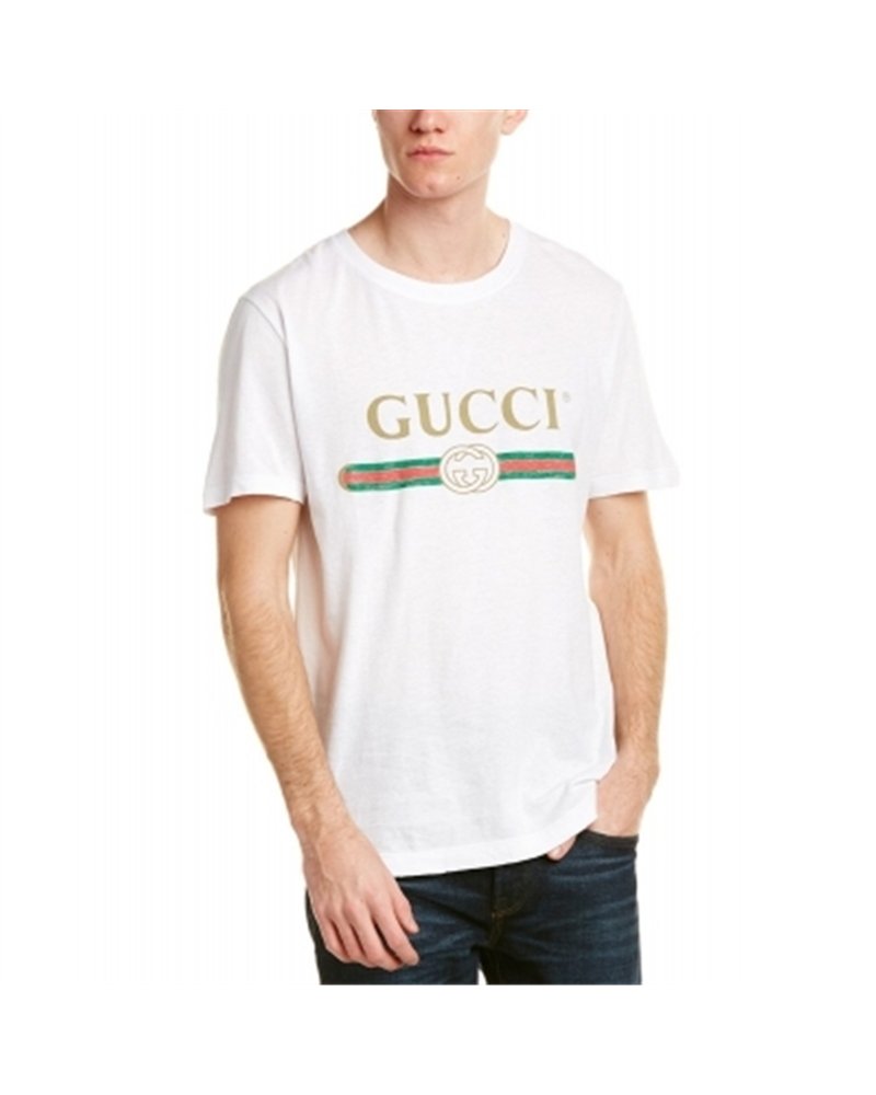 GUCCI Logo Men's Graphic T-Shirt -White