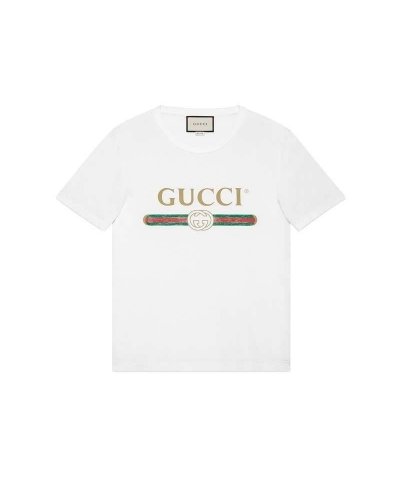 GUCCI Logo Men's Graphic T-Shirt -White
