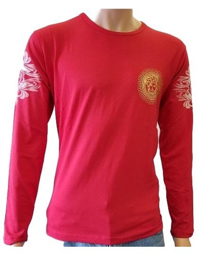 Versace Long Sleeve-Sleeve Crewneck Logo T-Shirt