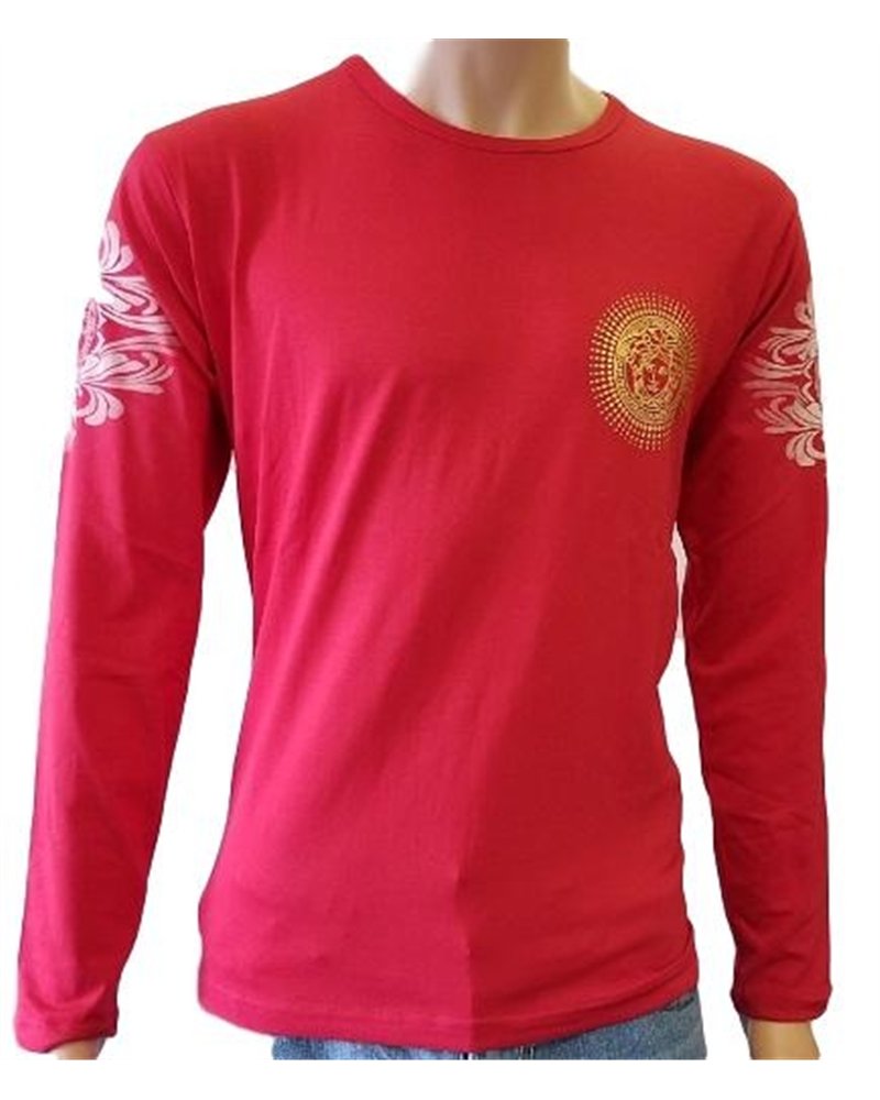 Versace Long Sleeve-Sleeve Crewneck Logo T-Shirt