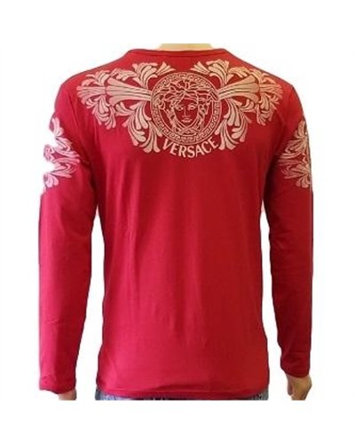 Versace Long Sleeve-Sleeve Crewneck Logo T-Shirt