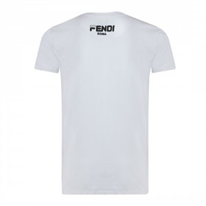 FENDI  Men's Stamp Monogram T Shirt White