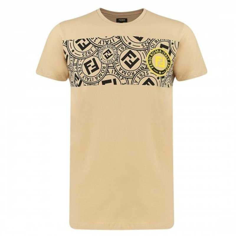 FENDI  Men's Stamp Monogram T Shirt White