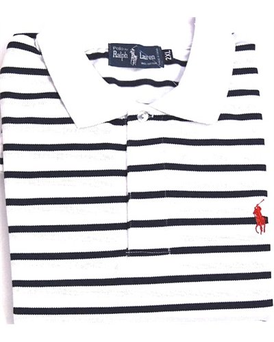 Ralph Lauren Stripe Polo Shirt Royal/white Stripe