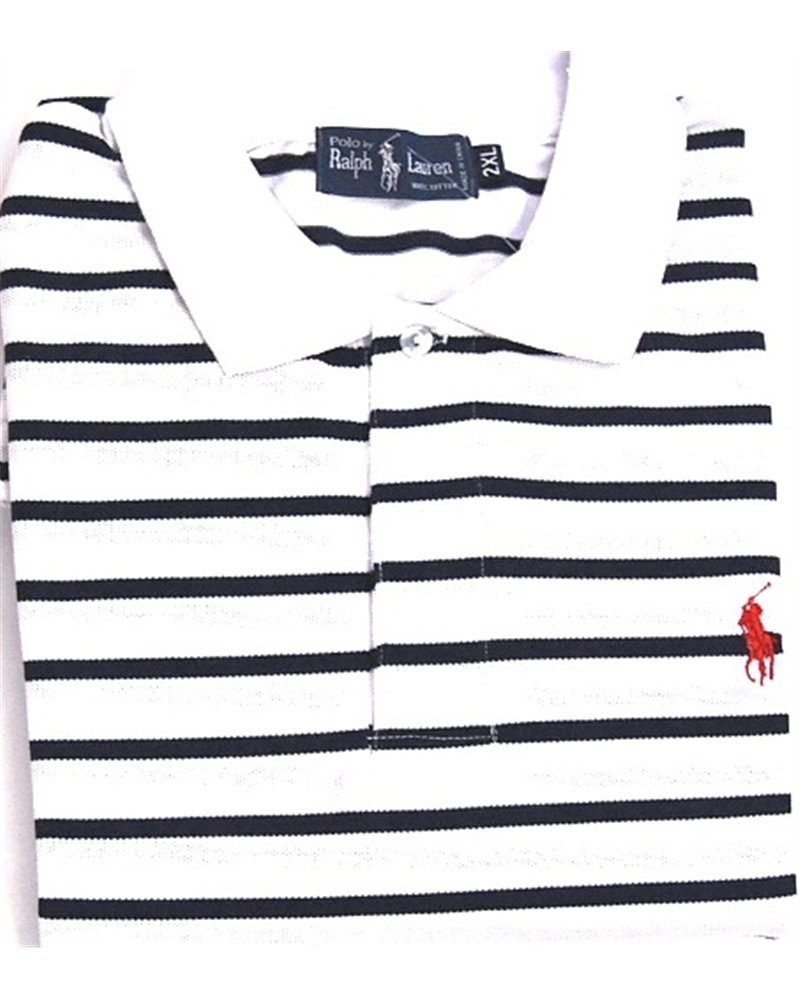 Ralph Lauren Stripe Polo Shirt Royal/white Stripe