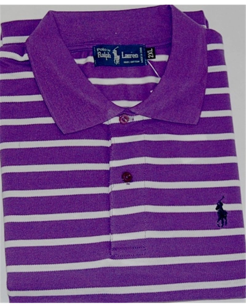 Ralph Lauren Stripe Polo Shirt Purple/white Stripe