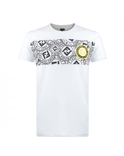 FENDI  Men's Stamp Monogram T Shirt White