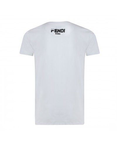 FENDI  Men's Stamp Monogram T Shirt White