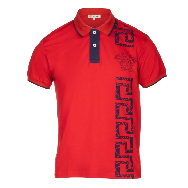 Versace Collection Men's Decorated Polo Shirt  RED