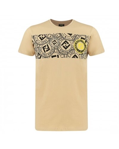FENDI  Men's Stamp Monogram T Shirt White