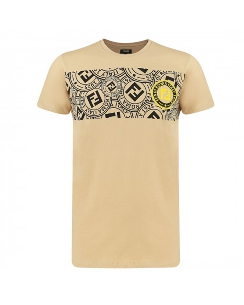 FENDI  Men's Stamp Monogram T Shirt White