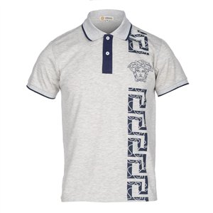 Versace Collection Men's Decorated Polo Shirt  Gray