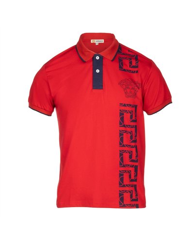 Versace Collection Men's Decorated Polo Shirt  RED