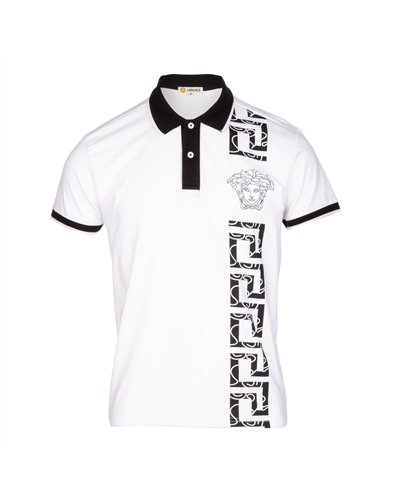 Versace Collection Men's Decorated Polo Shirt  White