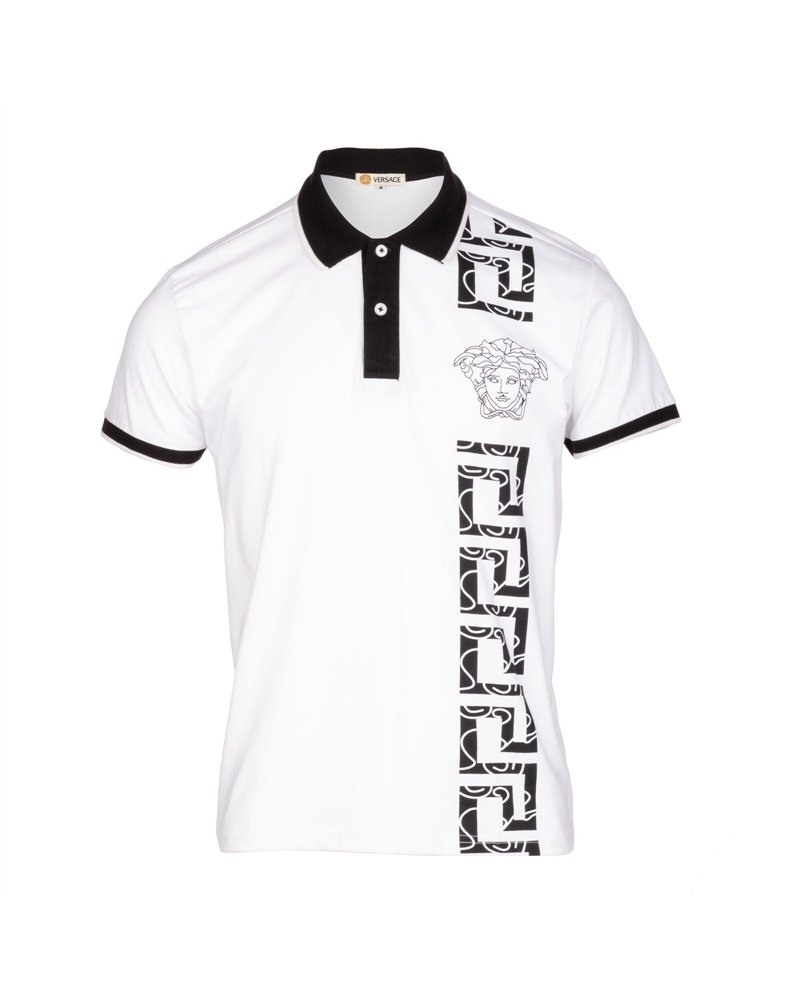 Versace Collection Men's Decorated Polo Shirt  White