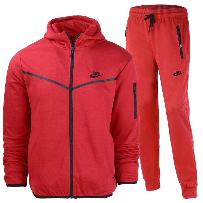 Nike Men's Cotton Zip Hoodie & Pants Set Red