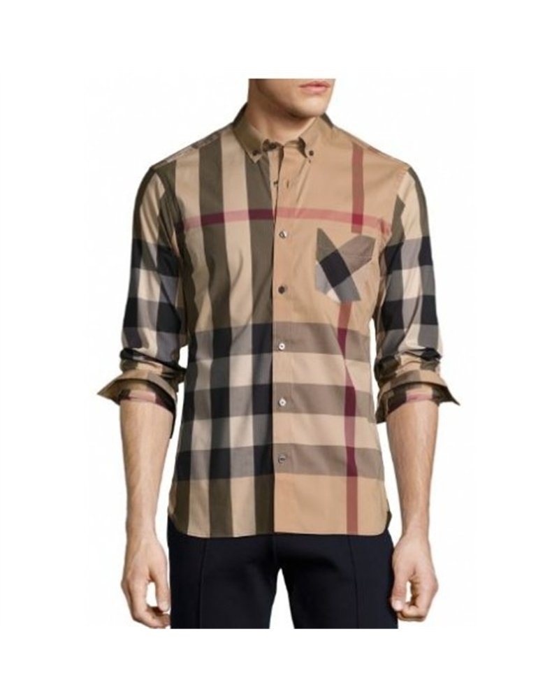 Burberry Men's Thornaby Slim Fit Plaid Sport shirt Brown
