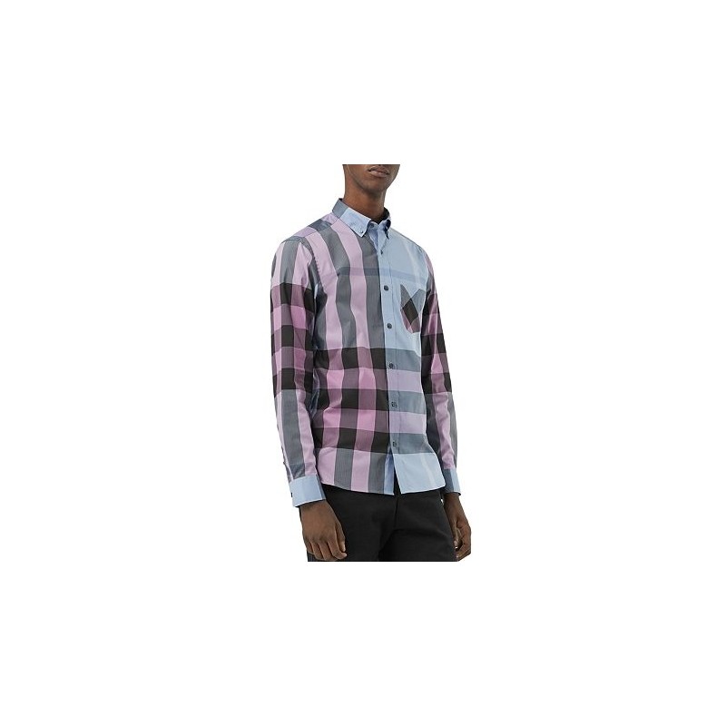 Burberry Men's Thornaby Slim Fit Plaid Sport shirt BLUE