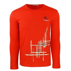 Burberry Monogram Men's V Neck Check Graphic Cotton T-Shirt