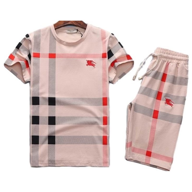 Burberry Men's Crew Neck Check Graphic C T-Shirt & Short Set