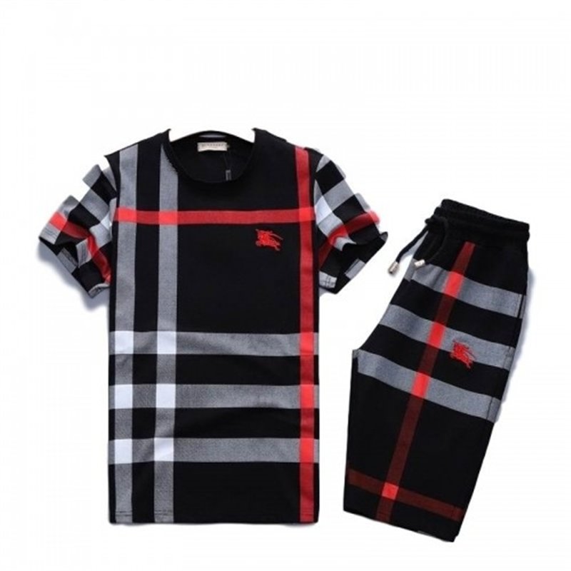 Burberry Men's Crew Neck Check Graphic C T-Shirt & Short Set