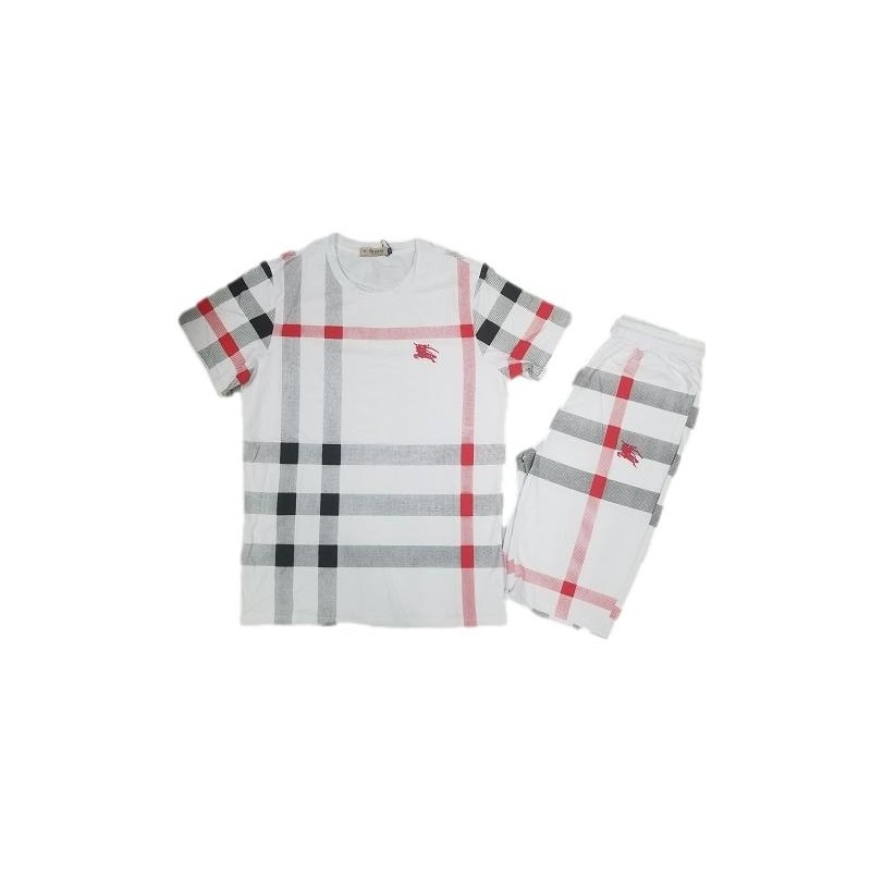 Burberry Men's Crew Neck Check Graphic C T-Shirt & Short Set