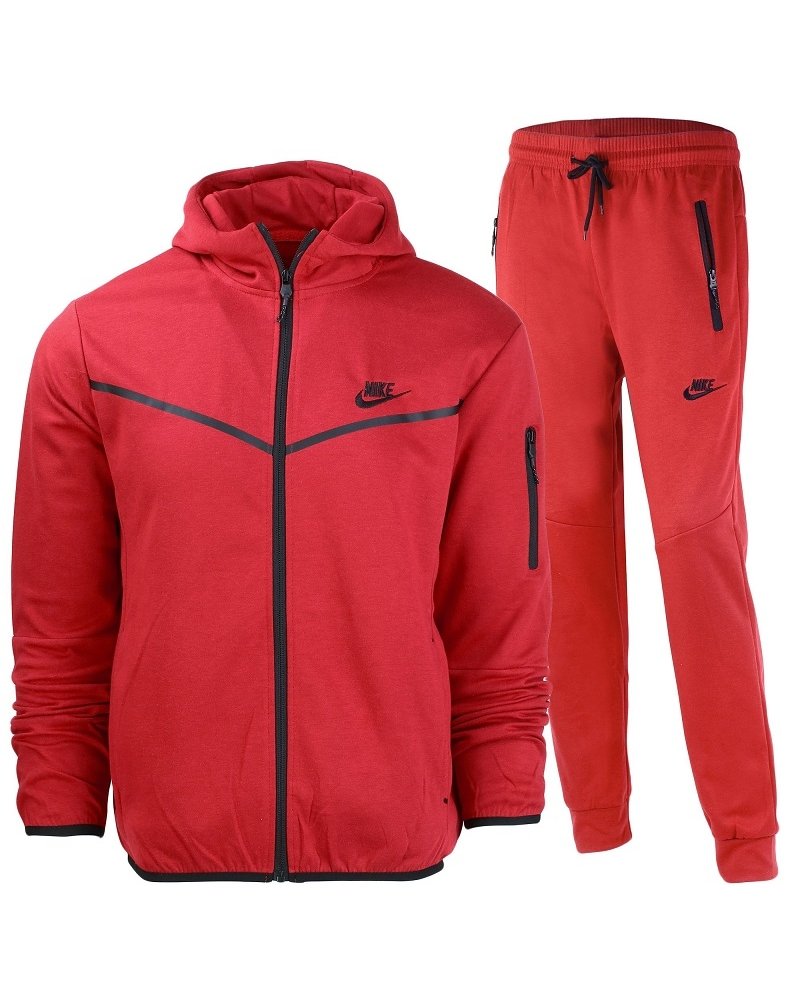 Nike Men's Cotton Zip Hoodie & Pants Set Red
