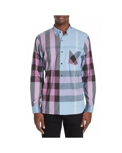 Burberry Men's Thornaby Slim Fit Plaid Sport shirt BLUE