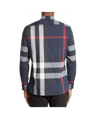 Burberry Men's Thornaby Slim Fit Plaid Sport shirt Navy